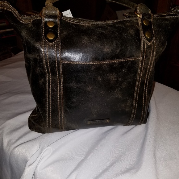 FRYE XL PHOENIX DECO STUDDED CHOCOLATE TOTE - Picture 10 of 14